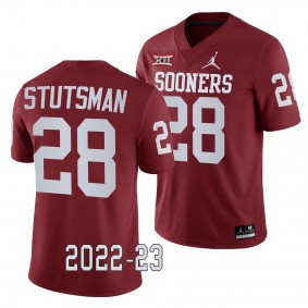 Oklahoma Sooners Danny Stutsman College Football Jersey #28 Crimson 2022-23 Game Uniform