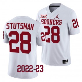 Danny Stutsman Oklahoma Sooners 2022-23 College Football Game Jersey Men's White #28 Uniform