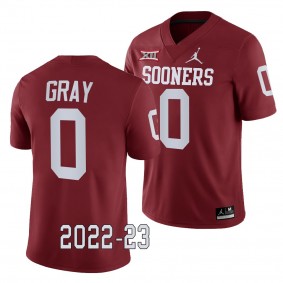 Oklahoma Sooners Eric Gray College Football Jersey #0 Crimson 2022-23 Game Uniform
