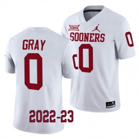 Eric Gray Oklahoma Sooners 2022-23 College Football Game Jersey Men's White #0 Uniform