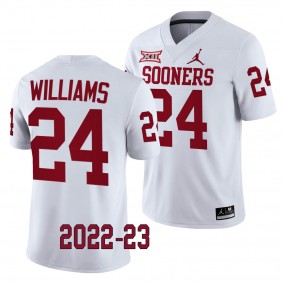 Gentry Williams Oklahoma Sooners 2022-23 College Football Game Jersey Men's White #24 Uniform