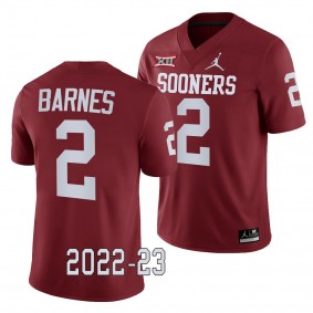 Oklahoma Sooners Jovantae Barnes College Football Jersey #2 Crimson 2022-23 Game Uniform