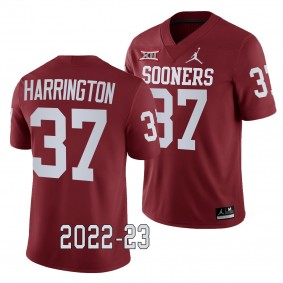 Oklahoma Sooners Justin Harrington College Football Jersey #37 Crimson 2022-23 Game Uniform