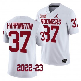 Justin Harrington Oklahoma Sooners 2022-23 College Football Game Jersey Men's White #37 Uniform