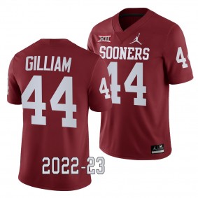 Oklahoma Sooners Kelvin Gilliam College Football Jersey #44 Crimson 2022-23 Game Uniform