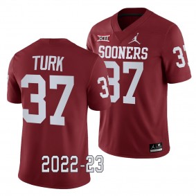 Oklahoma Sooners Michael Turk College Football Jersey #37 Crimson 2022-23 Game Uniform
