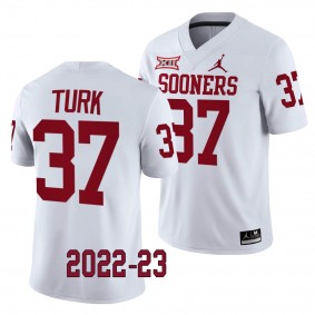 Michael Turk Oklahoma Sooners 2022-23 College Football Game Jersey Men's White #37 Uniform