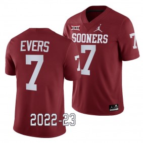 Oklahoma Sooners Nick Evers College Football Jersey #7 Crimson 2022-23 Game Uniform