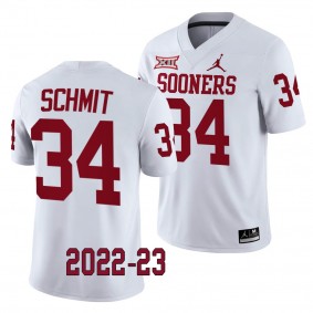 Zach Schmit Oklahoma Sooners 2022-23 College Football Game Jersey Men's White #34 Uniform