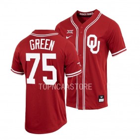 Oklahoma Sooners Cayden Green Baseball Shirt Crimson #75 Jersey Full-Button