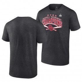 Oklahoma Sooners Charcoal 2022 Big 12 Tournament Champs Baseball Conference T-Shirt Men