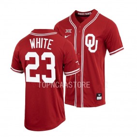 Oklahoma Sooners DaShaun White Baseball Shirt Crimson #23 Jersey Full-Button