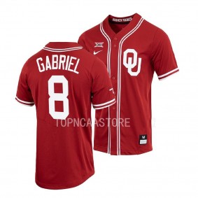 Oklahoma Sooners Dillon Gabriel Baseball Shirt Crimson #8 Jersey Full-Button