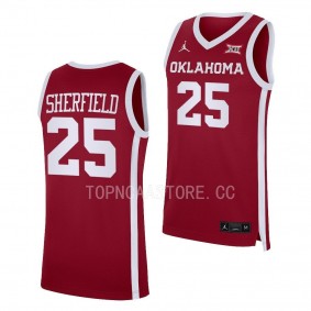 Grant Sherfield #25 Oklahoma Sooners Away Basketball Replica Jersey 2022-23 Crimson