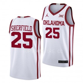 Grant Sherfield Oklahoma Sooners #25 White College Basketball Jersey 2022-23 Home