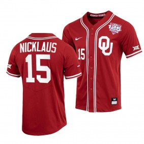 Jackson Nicklaus Oklahoma Sooners #15 Crimson 125th Baseball Season Full-Button Jersey