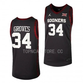 Oklahoma Sooners Jacob Groves College Basketball Replica uniform Anthracite #34 Jersey 2022-23