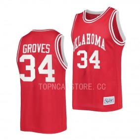 Oklahoma Sooners Jacob Groves Crimson #34 Classic Jersey 2022-23 Retro Basketball