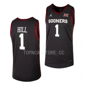 Oklahoma Sooners Jalen Hill College Basketball Replica uniform Anthracite #1 Jersey 2022-23