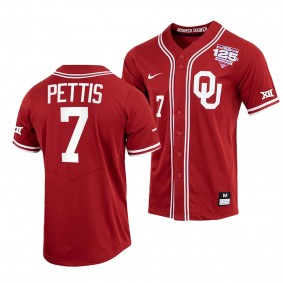 Kendall Pettis Oklahoma Sooners #7 Crimson 125th Baseball Season Full-Button Jersey