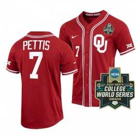 Oklahoma Sooners Kendall Pettis 2022 College World Series Baseball Crimson #7 Jersey