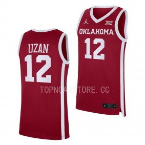 Milos Uzan #12 Oklahoma Sooners Away Basketball Replica Jersey 2022-23 Crimson