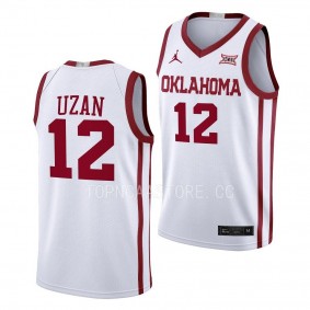 Milos Uzan Oklahoma Sooners #12 White College Basketball Jersey 2022-23 Home