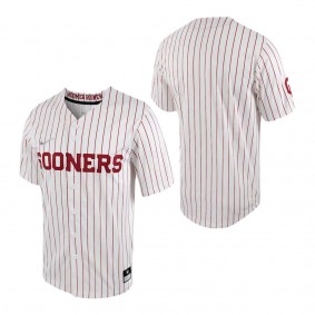 Oklahoma Sooners Nike Pinstripe Replica Full-Button Baseball Jersey White Crimson