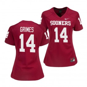Oklahoma Sooners Reggie Grimes 14 Crimson College Football Game Jersey Women's