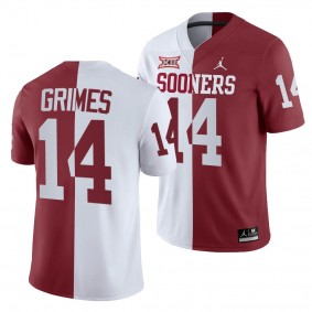 Oklahoma Sooners Reggie Grimes 14 White Crimson Split Jersey Men's