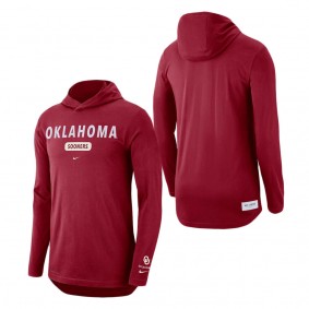 Oklahoma Sooners Nike Team Stack Tri-Blend Performance Long Sleeve Hoodie T-Shirt Crimson