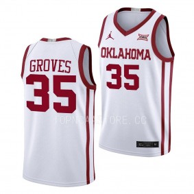 Tanner Groves Oklahoma Sooners #35 White College Basketball Jersey 2022-23 Home