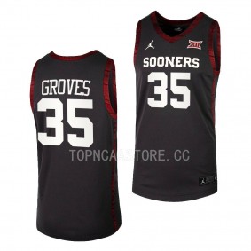 Oklahoma Sooners Tanner Groves College Basketball Replica uniform Anthracite #35 Jersey 2022-23